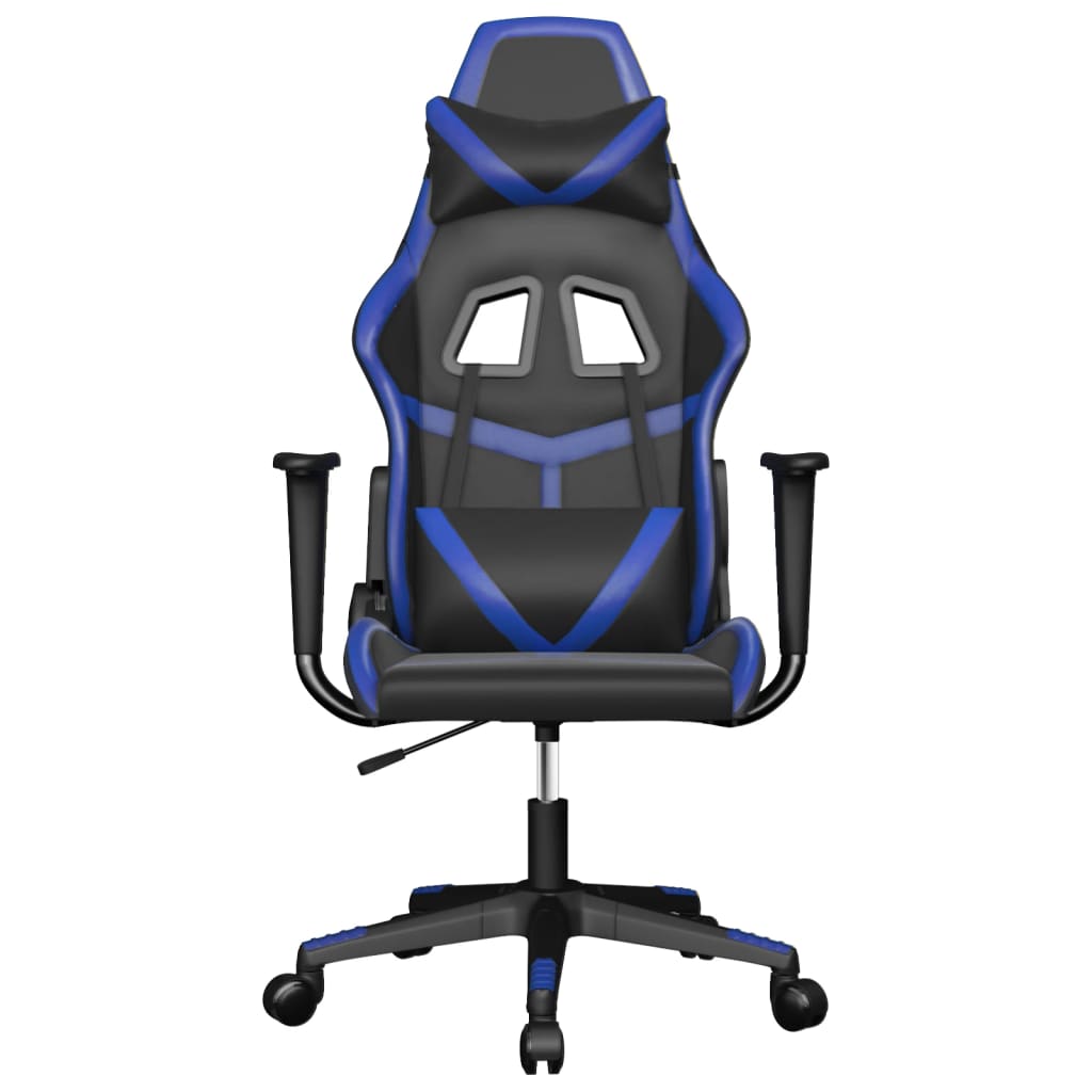 Massage gaming chair, black and blue, eco-leather