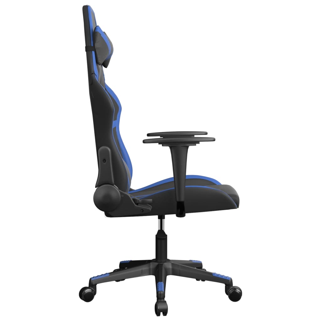 Massage gaming chair, black and blue, eco-leather