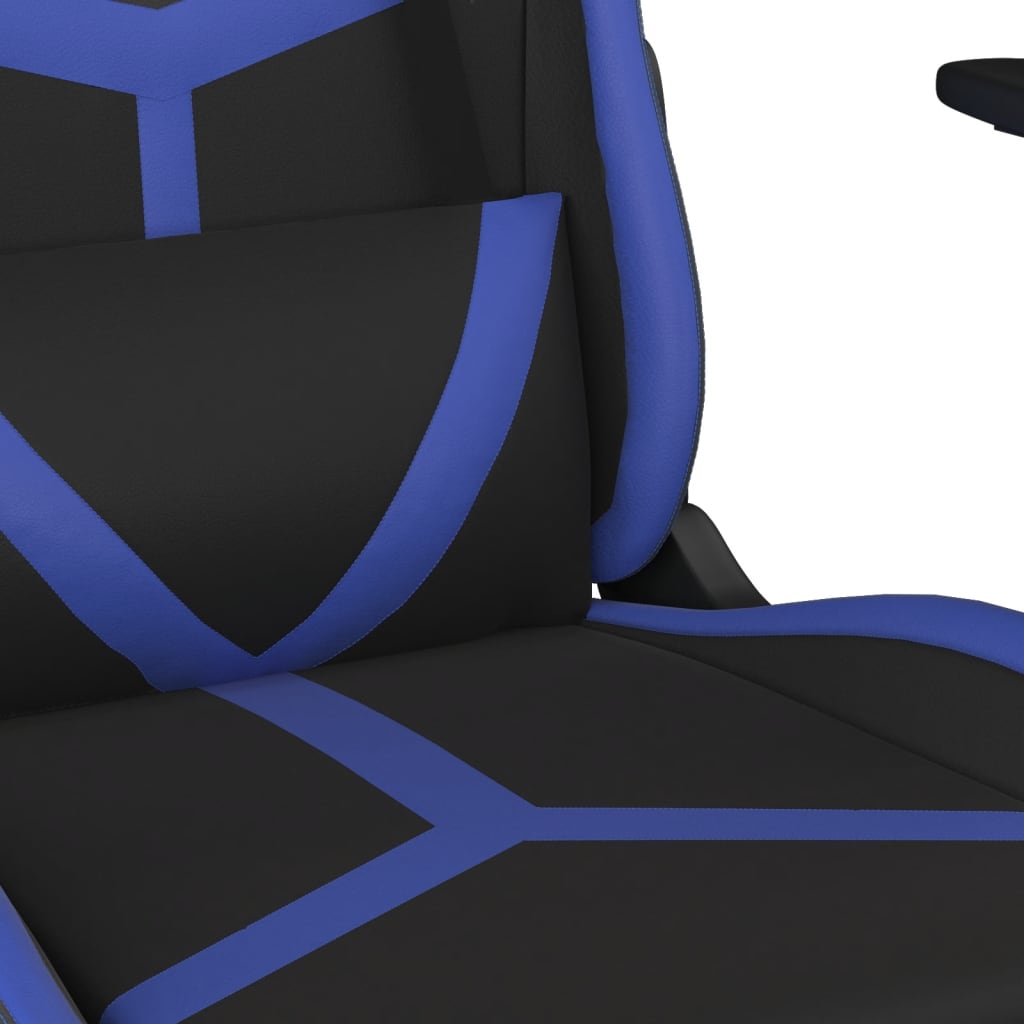 Massage gaming chair, black and blue, eco-leather