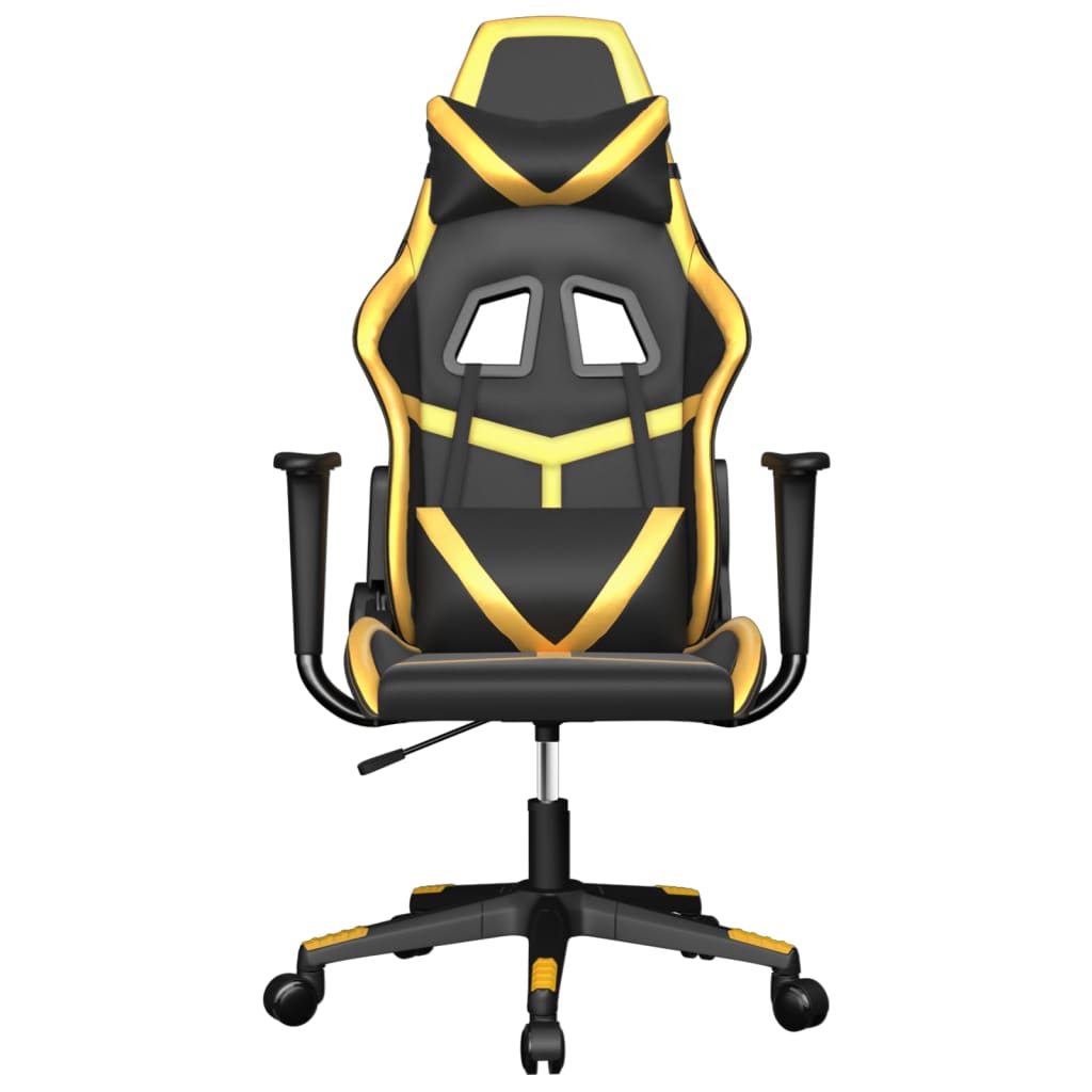 Massage gaming chair, black and gold, eco-leather