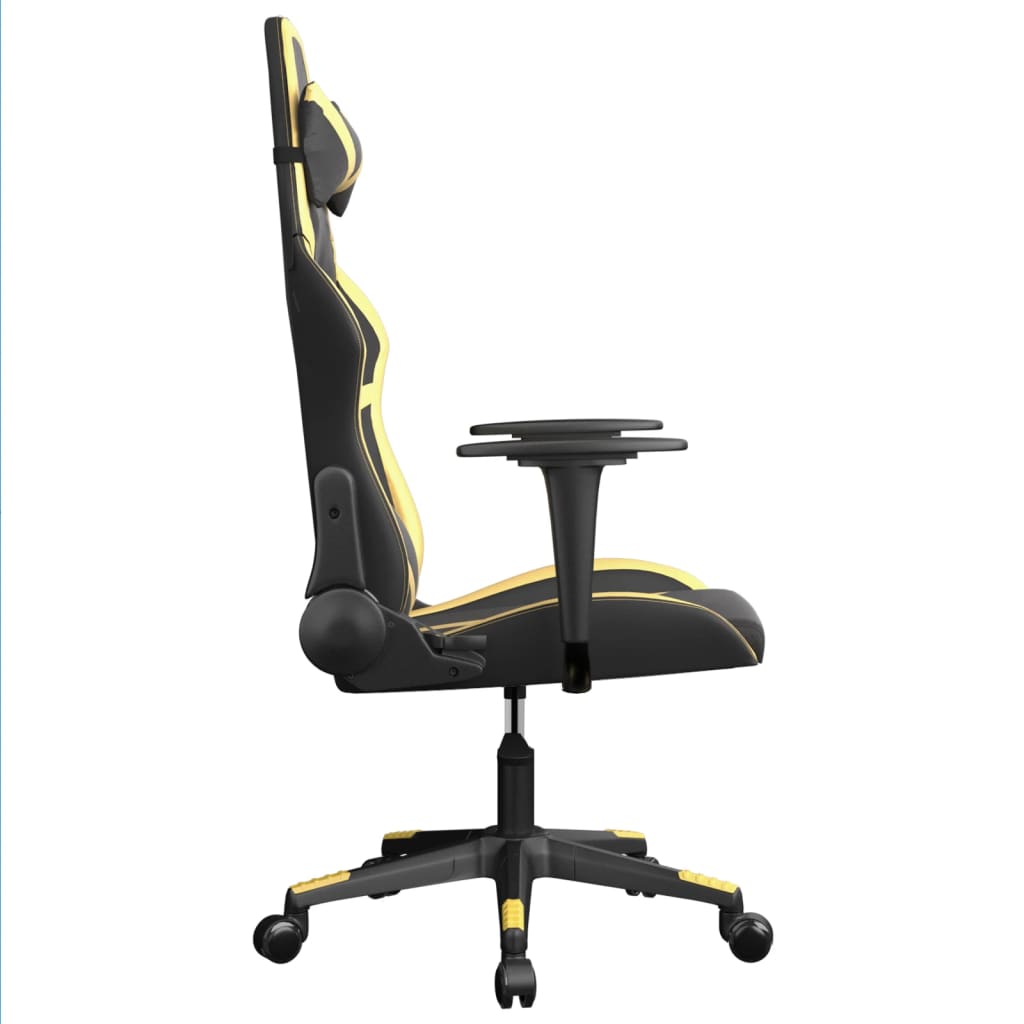 Massage gaming chair, black and gold, eco-leather