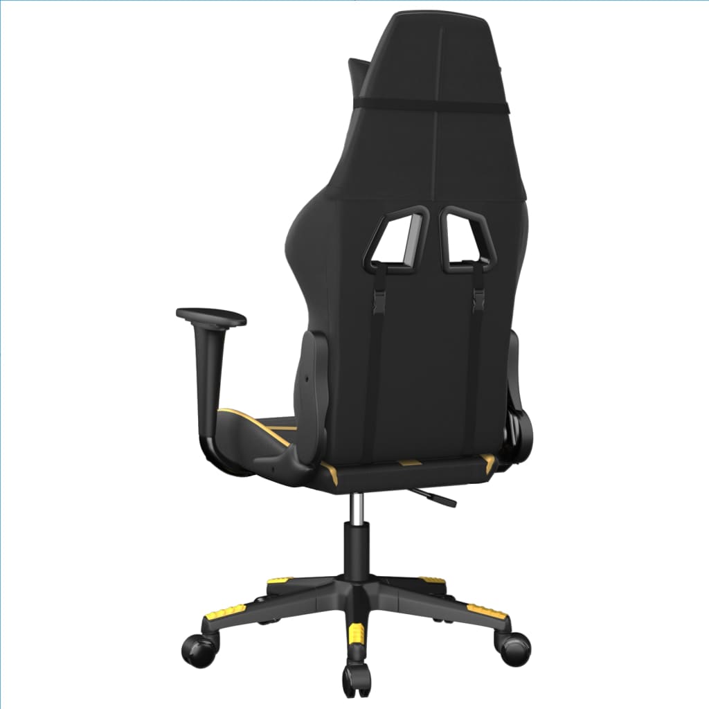 Massage gaming chair, black and gold, eco-leather