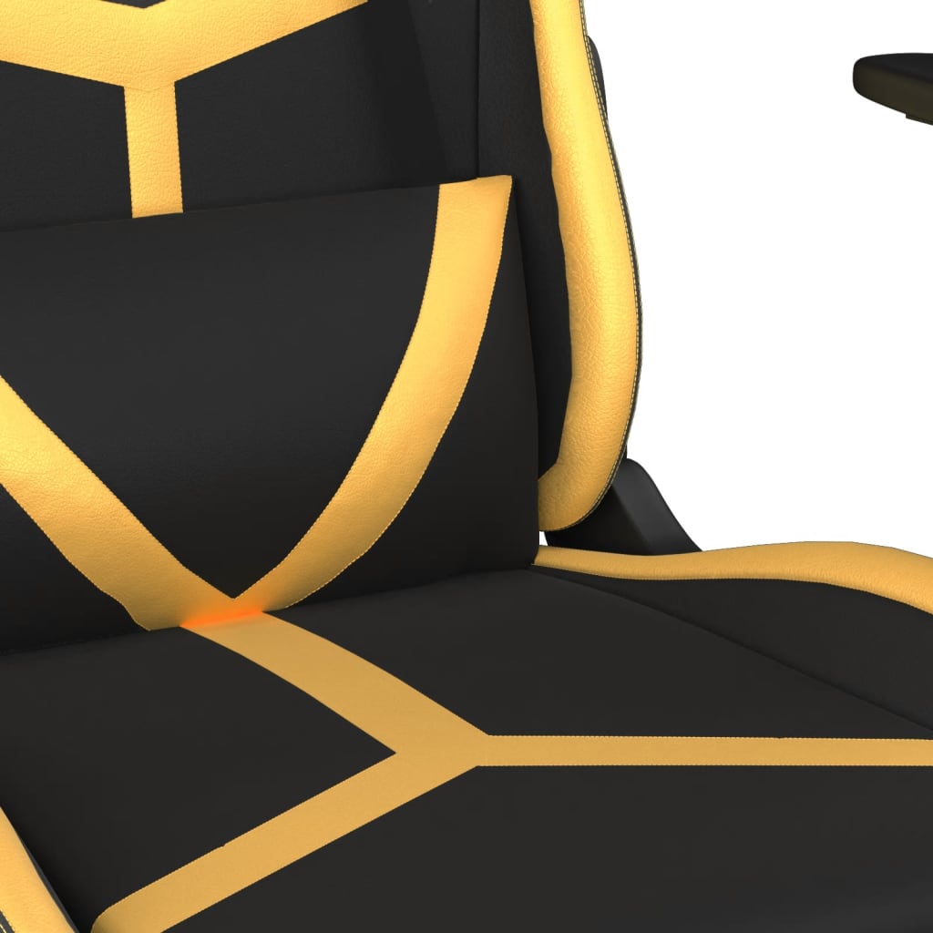 Massage gaming chair, black and gold, eco-leather