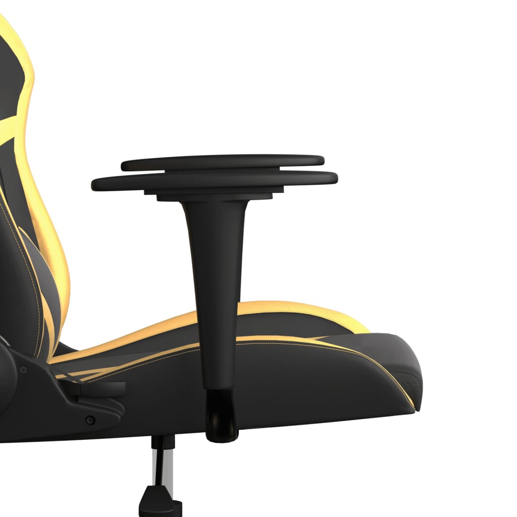 Massage gaming chair, black and gold, eco-leather