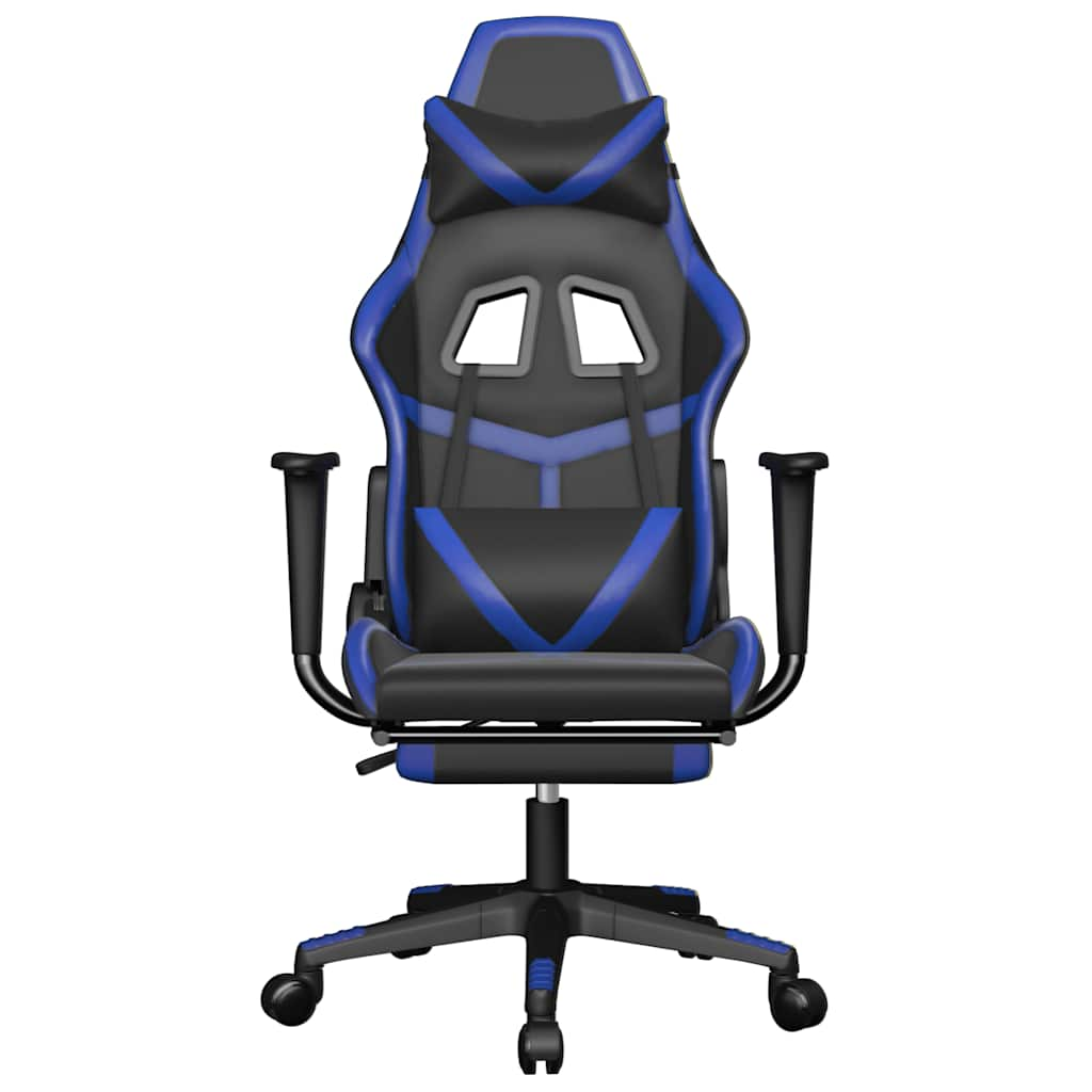 Gaming chair massage/footrest black/blue eco leather