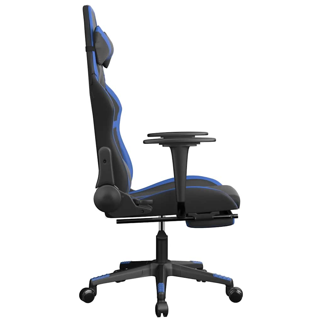 Gaming chair massage/footrest black/blue eco leather