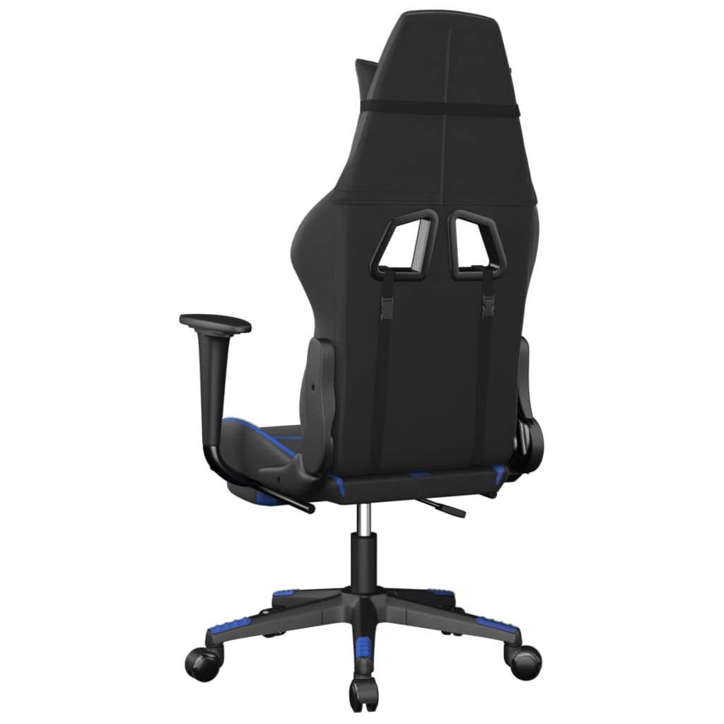 Gaming chair massage/footrest black/blue eco leather