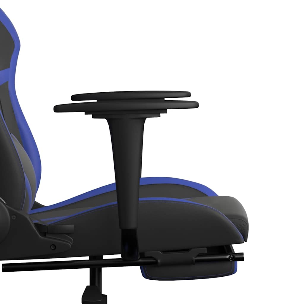 Gaming chair massage/footrest black/blue eco leather