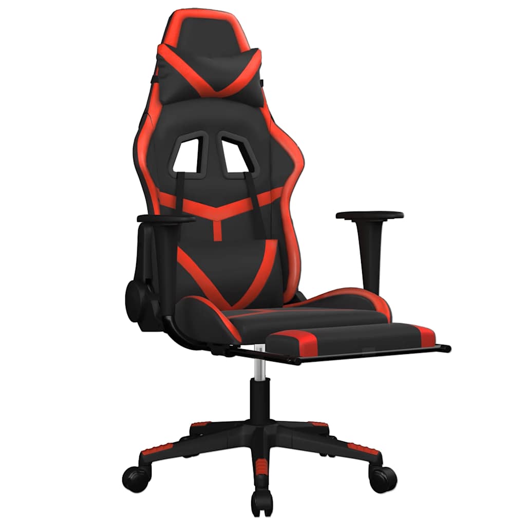 Gaming chair with massage/footrest, black/red, eco-leather