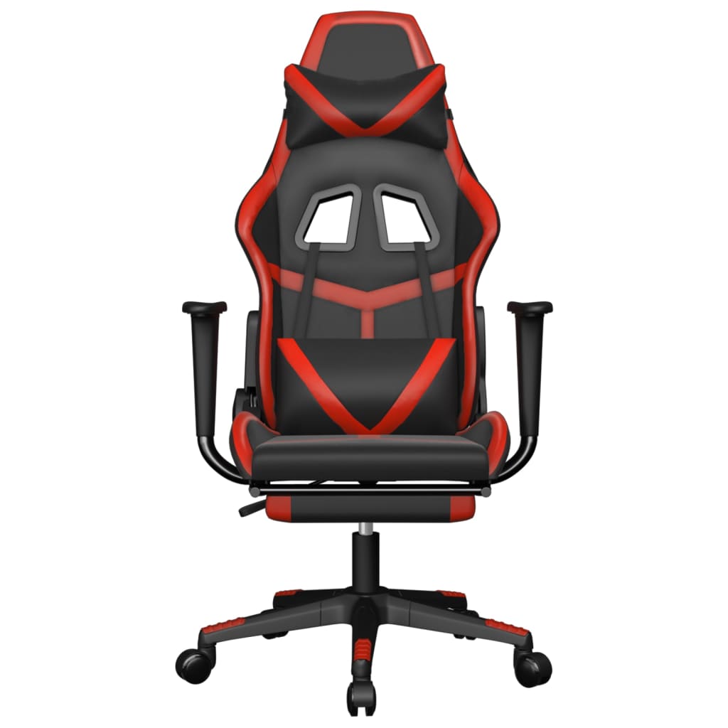 Gaming chair with massage/footrest, black/red, eco-leather