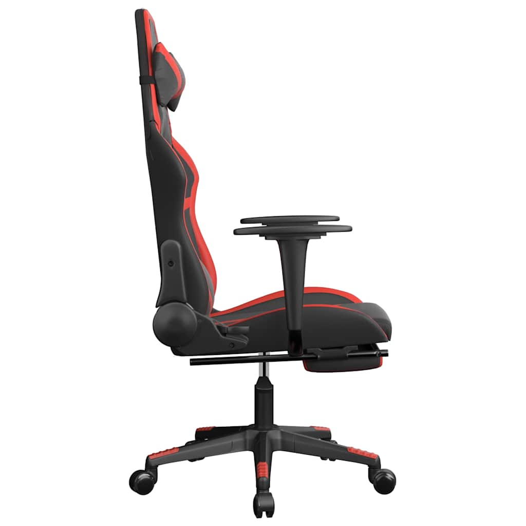 Gaming chair with massage/footrest, black/red, eco-leather