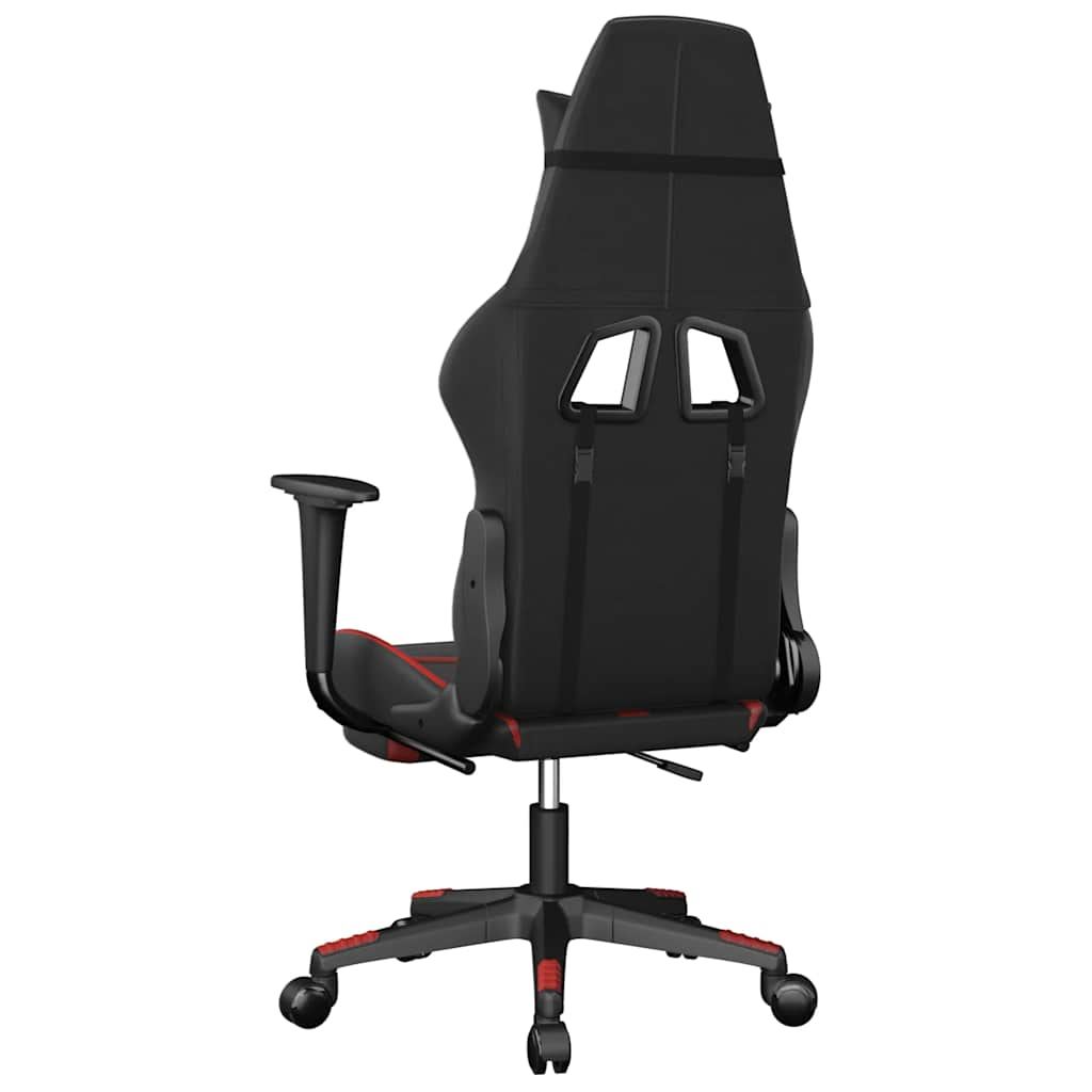 Gaming chair with massage/footrest, black/red, eco-leather