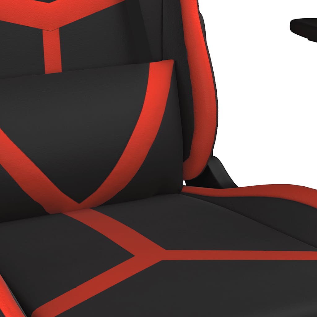 Gaming chair with massage/footrest, black/red, eco-leather