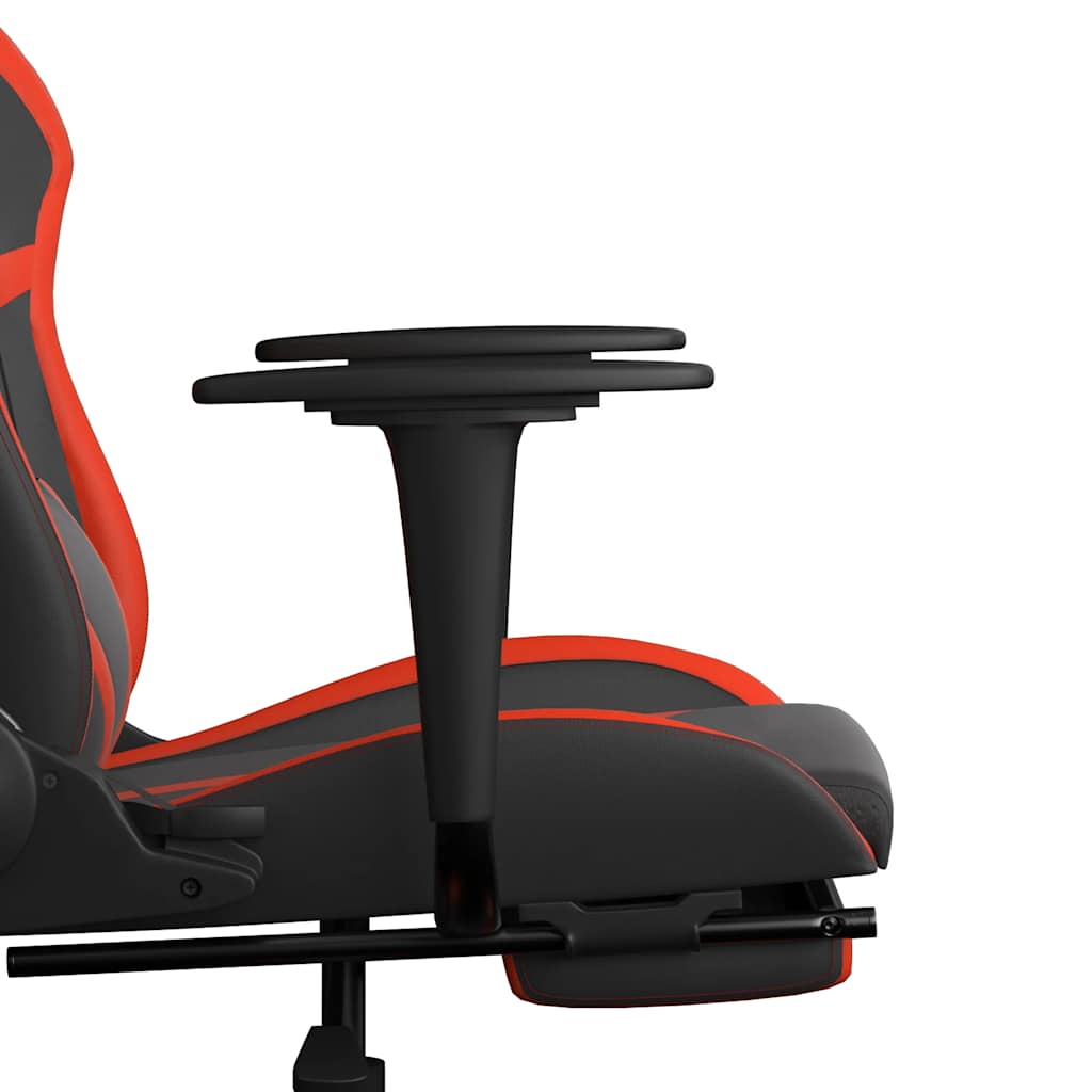 Gaming chair with massage/footrest, black/red, eco-leather