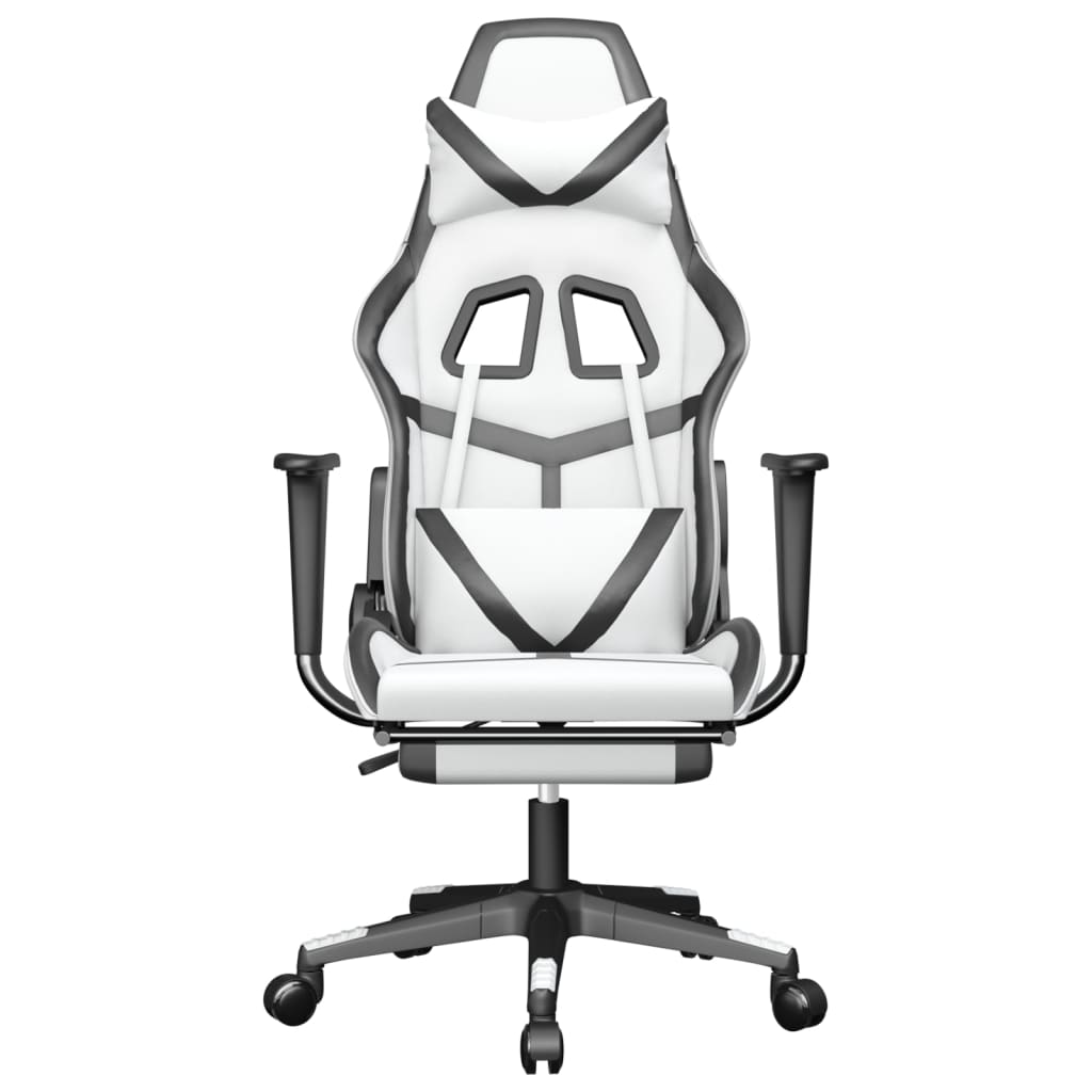 Gaming chair massage/footrest white/black eco leather