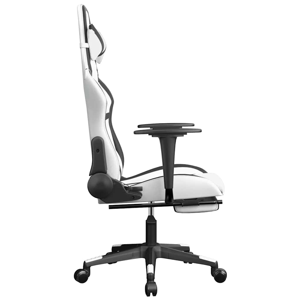 Gaming chair massage/footrest white/black eco leather