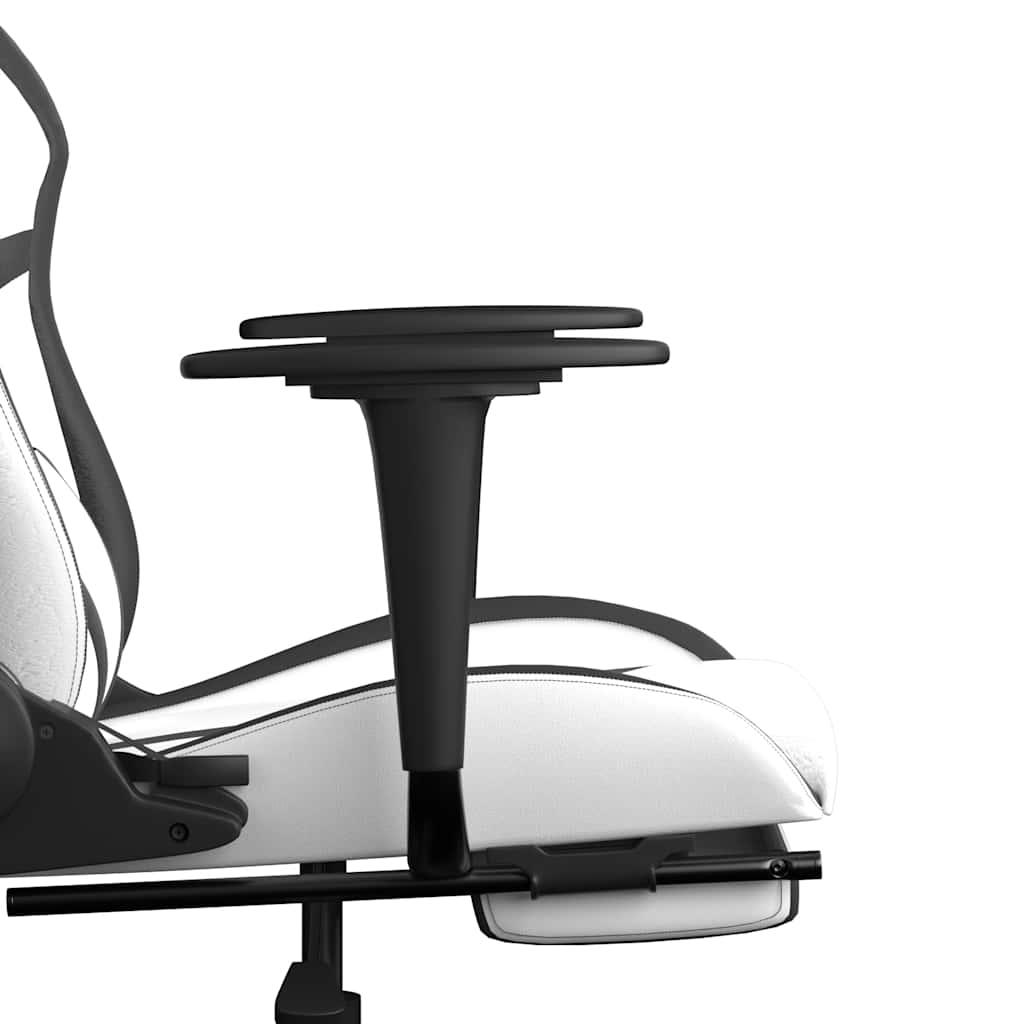 Gaming chair massage/footrest white/black eco leather