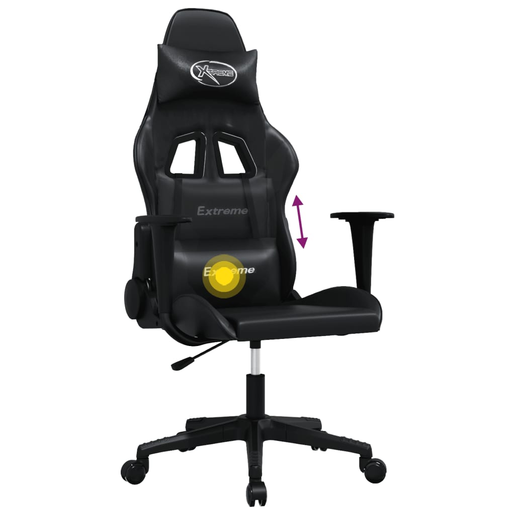 Massage gaming chair, black, eco-leather