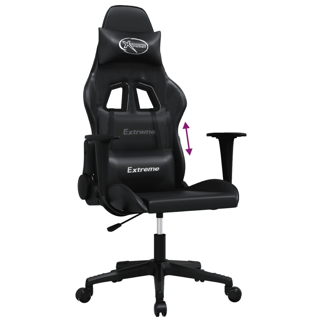 Massage gaming chair, black, eco-leather