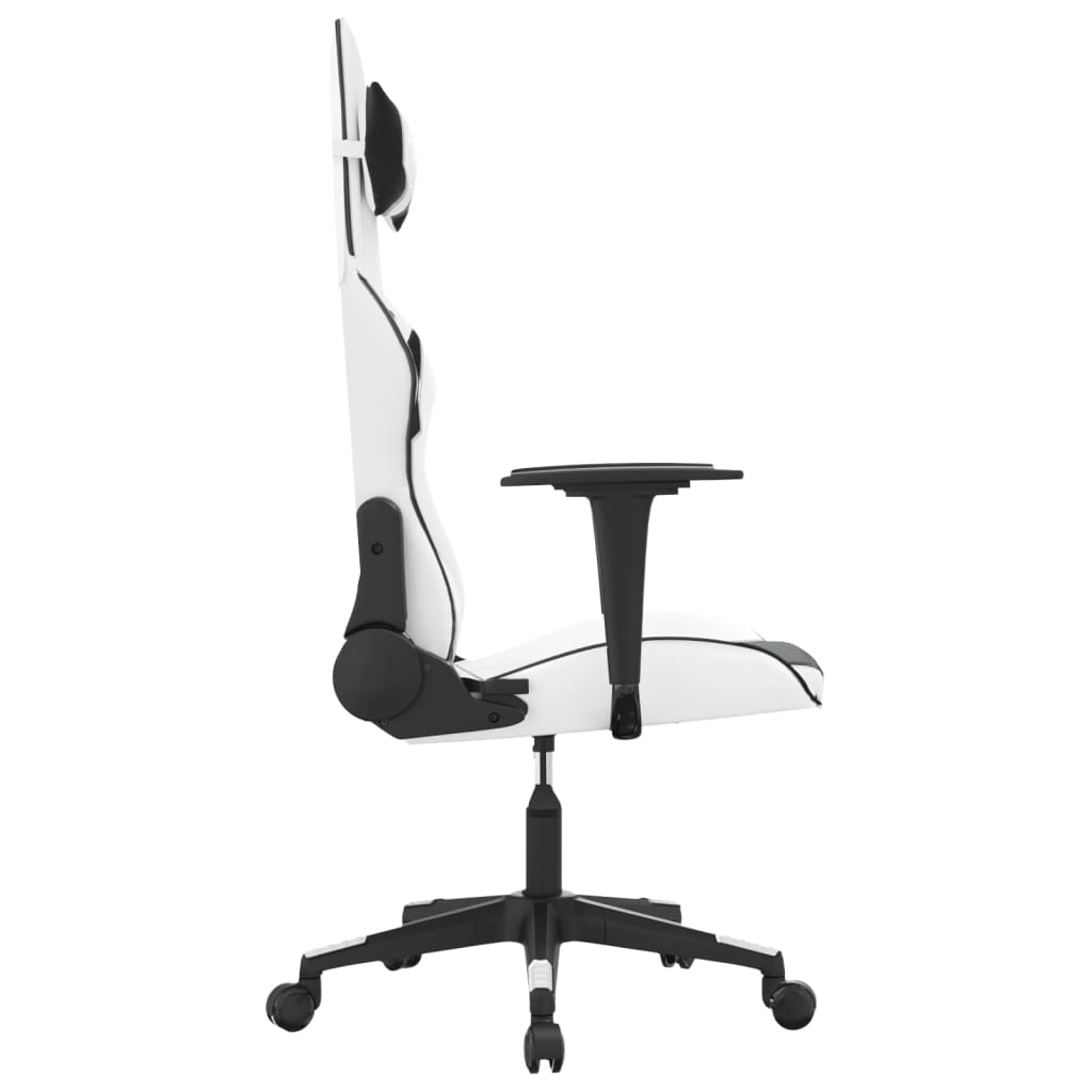 Massage gaming chair, black and white, eco-leather