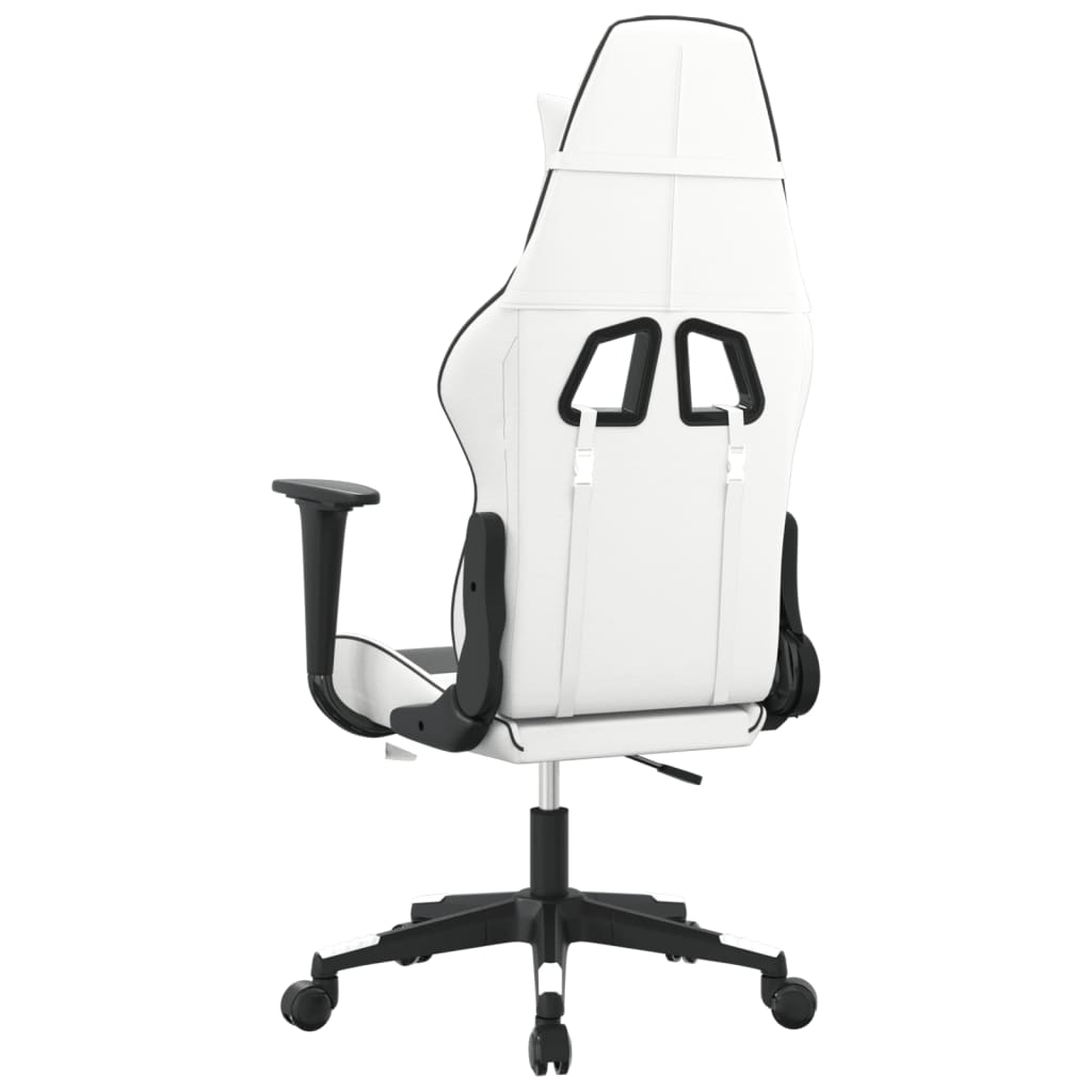 Massage gaming chair, black and white, eco-leather