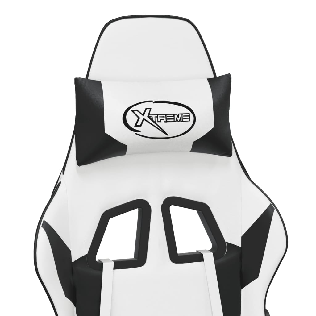 Massage gaming chair, black and white, eco-leather