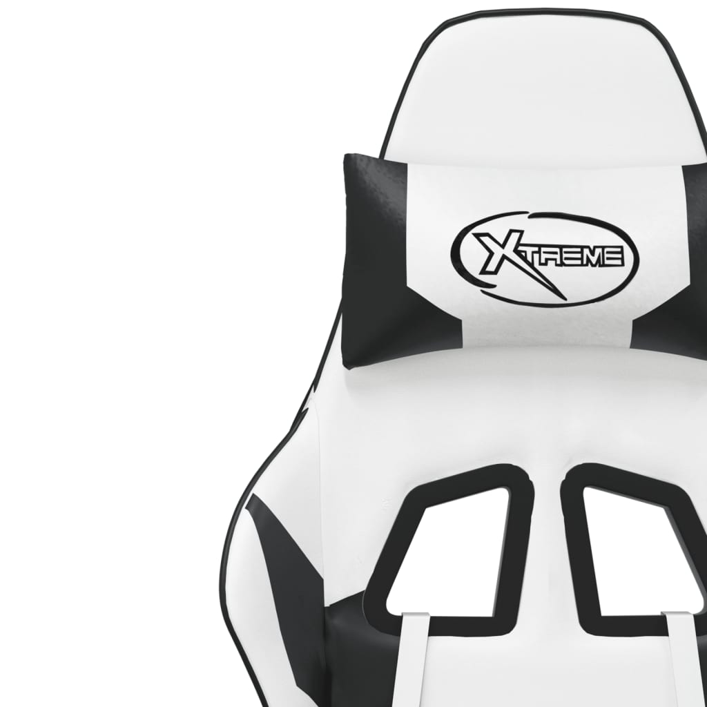 Massage gaming chair, black and white, eco-leather