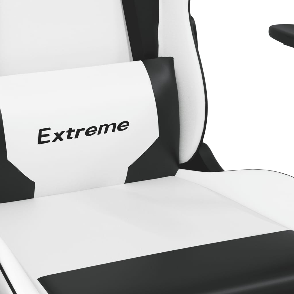 Massage gaming chair, black and white, eco-leather