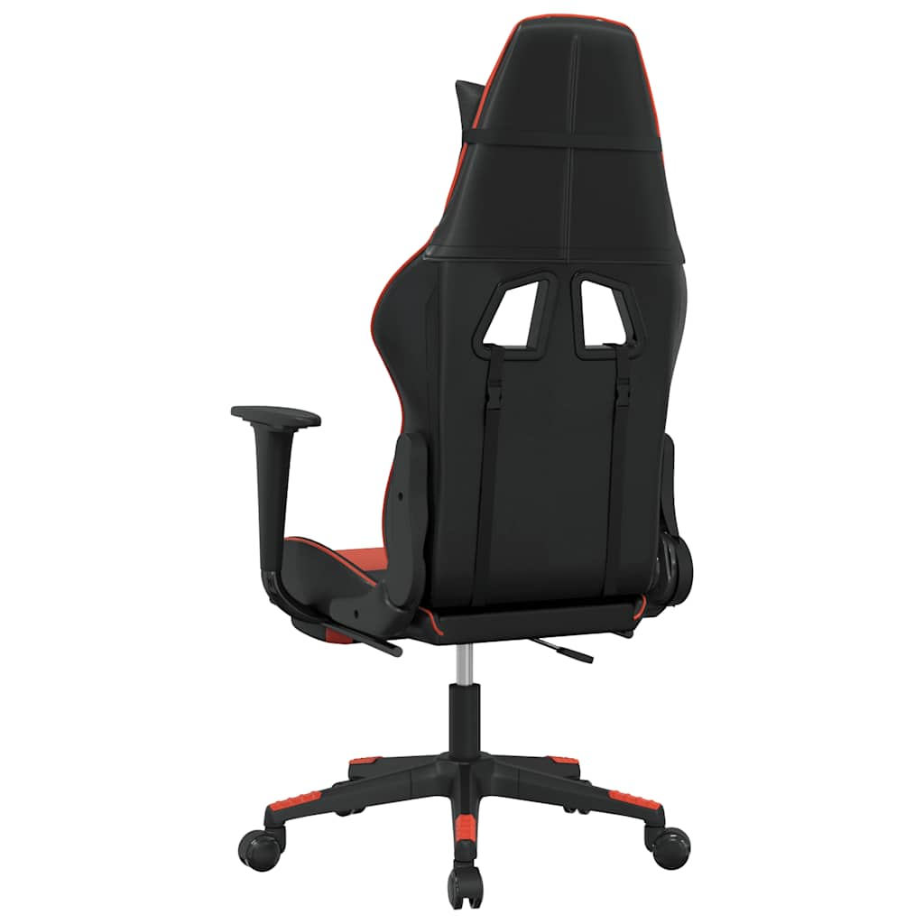 Gaming chair with massage/footrest, black/red, eco-leather