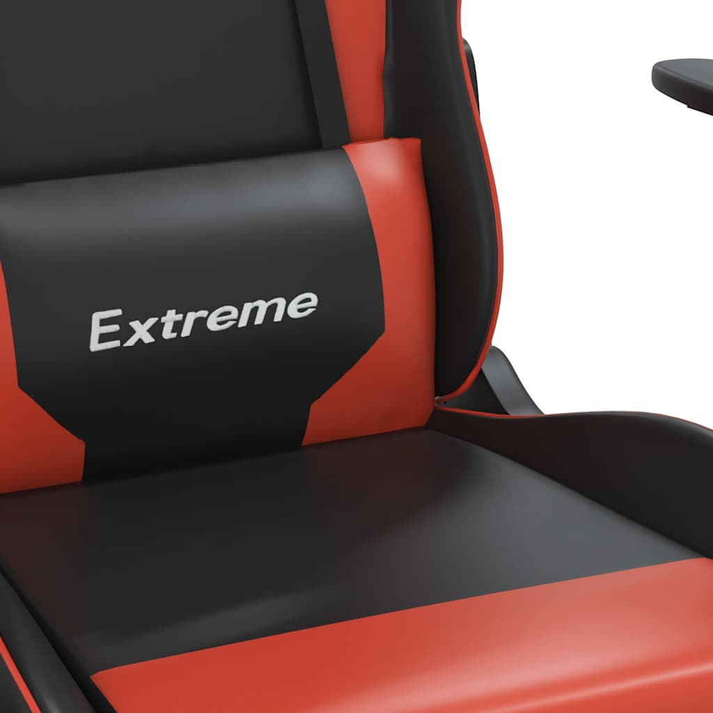 Gaming chair with massage/footrest, black/red, eco-leather