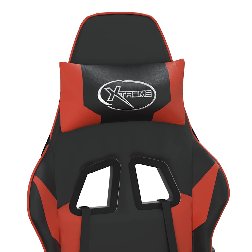 Gaming chair with massage/footrest, black/red, eco-leather