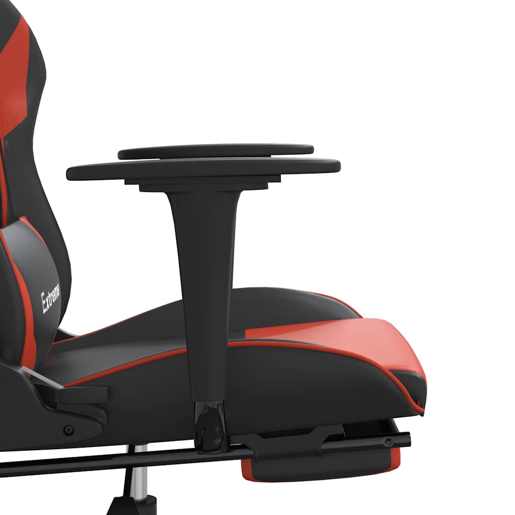 Gaming chair with massage/footrest, black/red, eco-leather