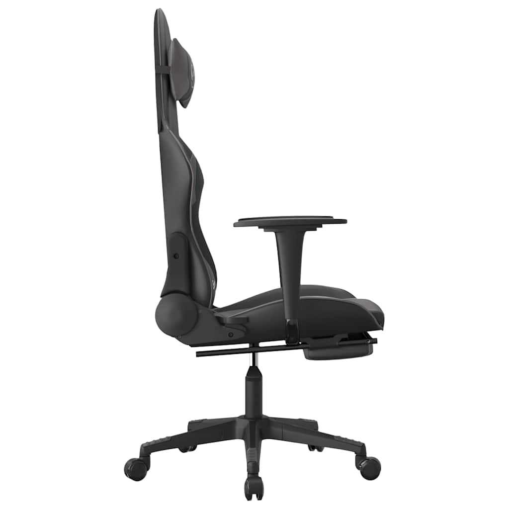 Gaming chair with massage/footrest, black/gray, eco-leather