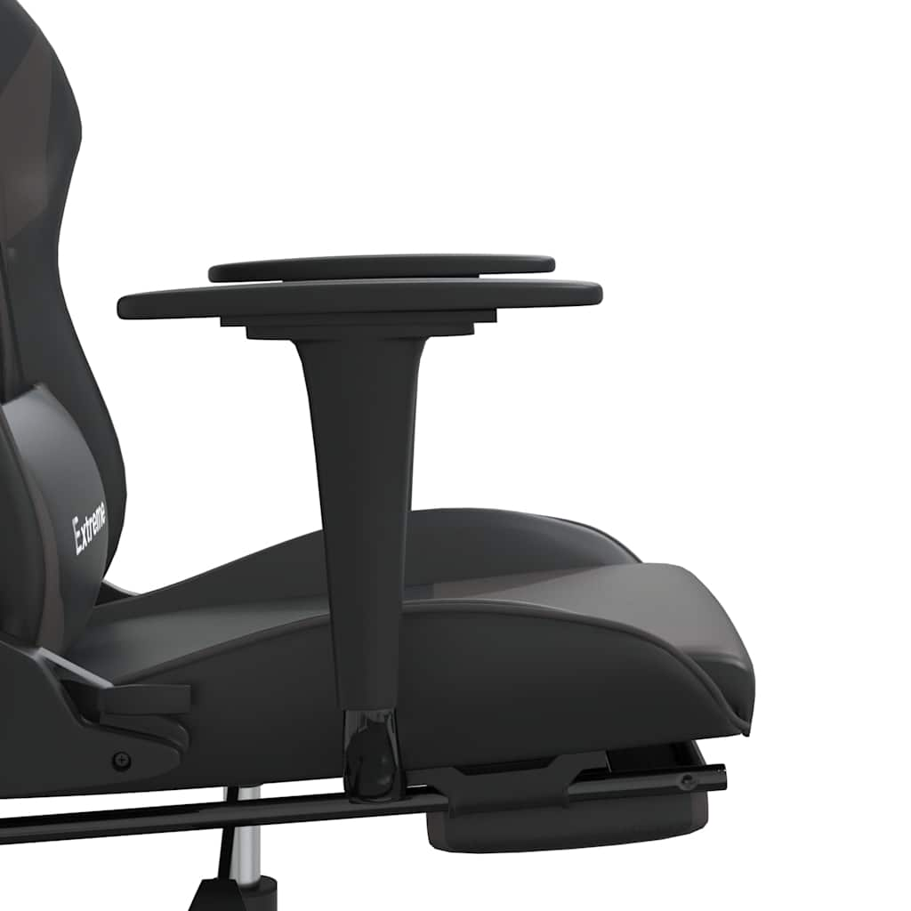 Gaming chair with massage/footrest, black/gray, eco-leather