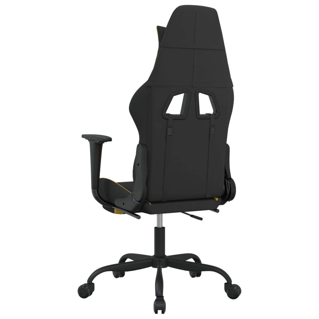 Gaming chair with massage/footrest, black/yellow, textile