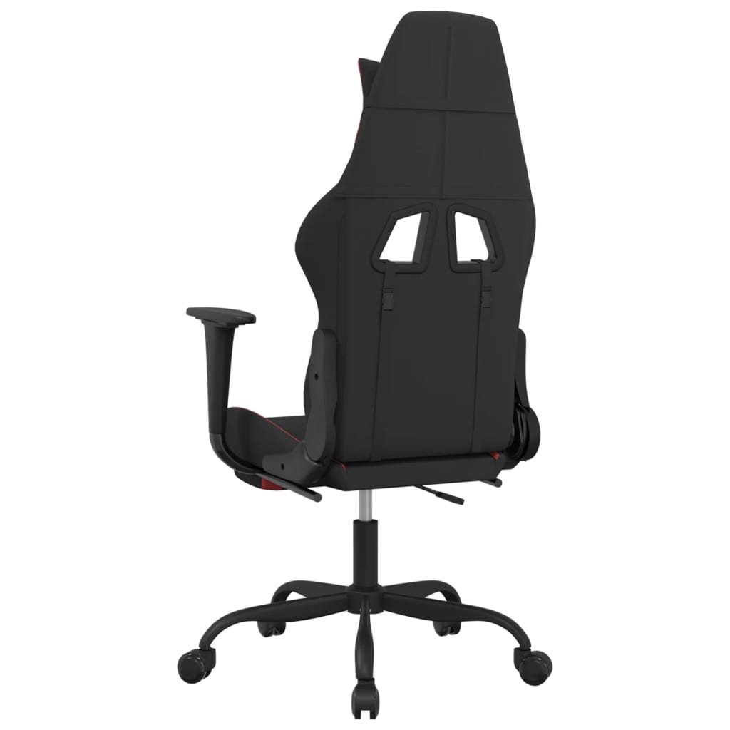 Gaming chair with massage/footrest, black and red, textile