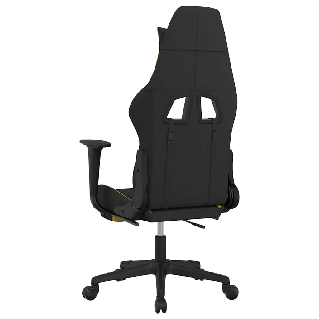 Gaming chair with massage/footrest, black/yellow, textile