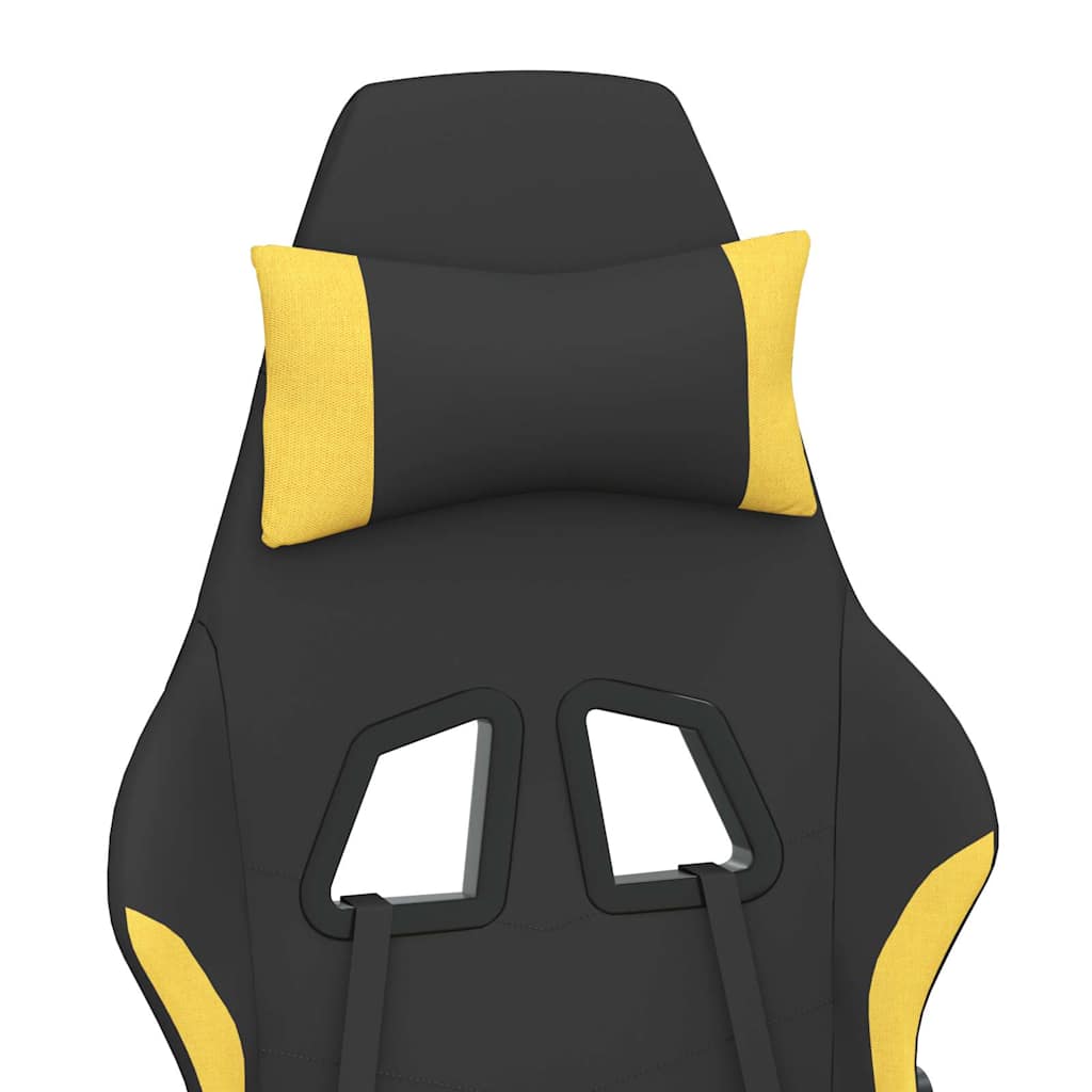 Gaming chair with massage/footrest, black/yellow, textile