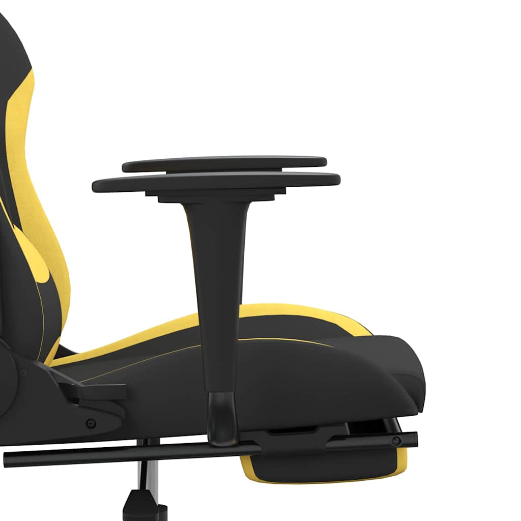 Gaming chair with massage/footrest, black/yellow, textile