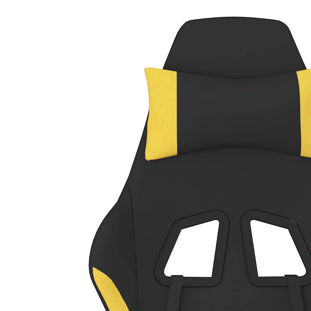 Gaming chair with massage/footrest, black/yellow, textile