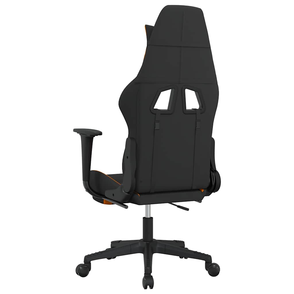 Gaming chair with massage/footrest, black/orange, textile