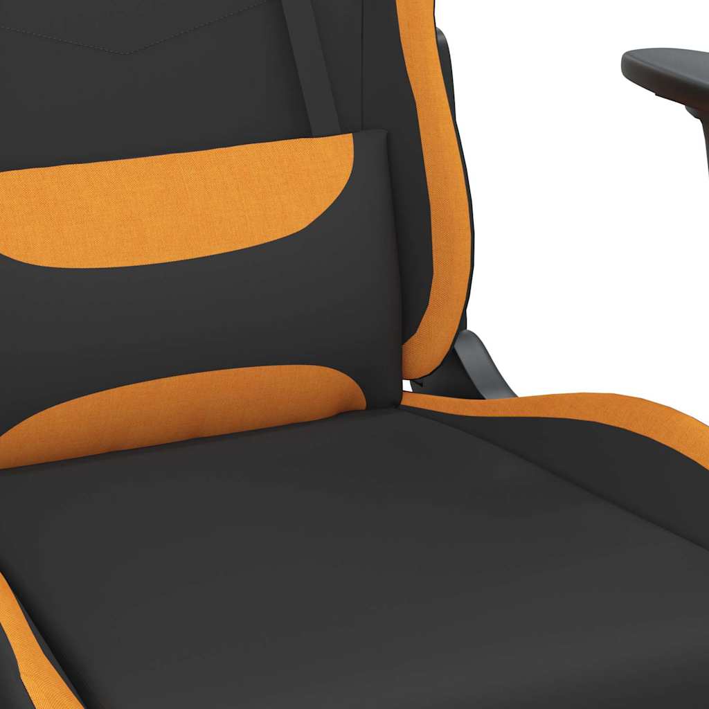 Gaming chair with massage/footrest, black/orange, textile