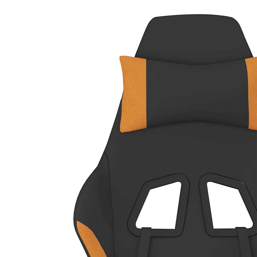 Gaming chair with massage/footrest, black/orange, textile