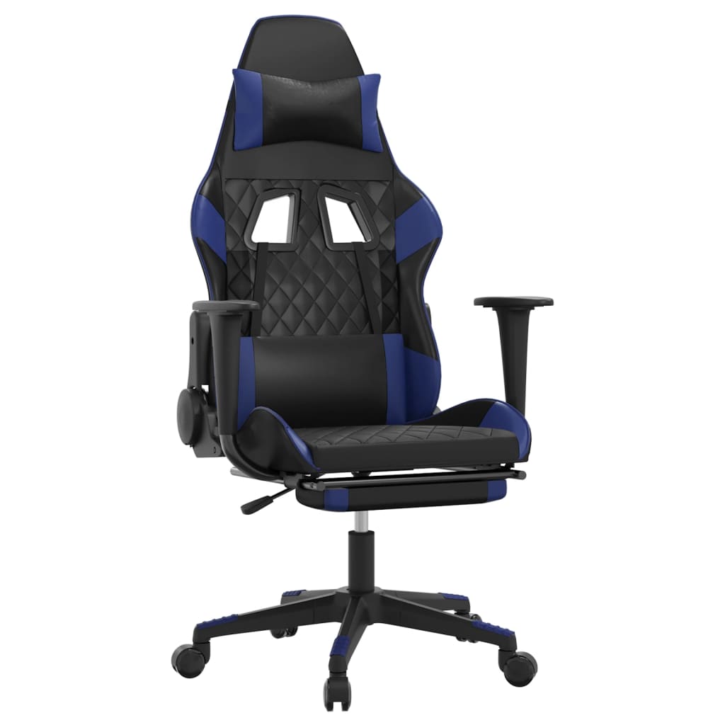 Gaming chair massage/footrest black/blue eco leather