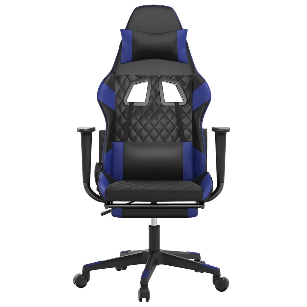 Gaming chair massage/footrest black/blue eco leather