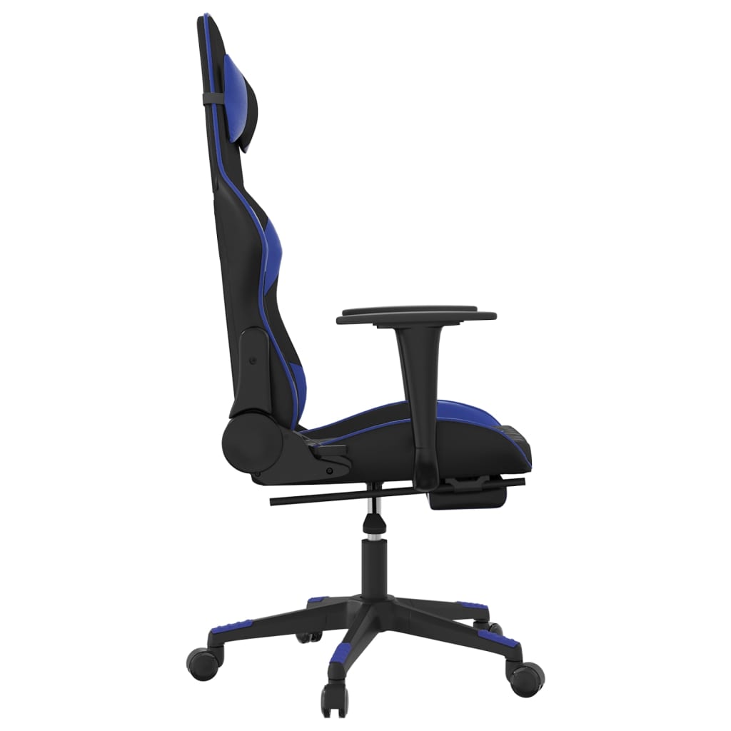 Gaming chair massage/footrest black/blue eco leather