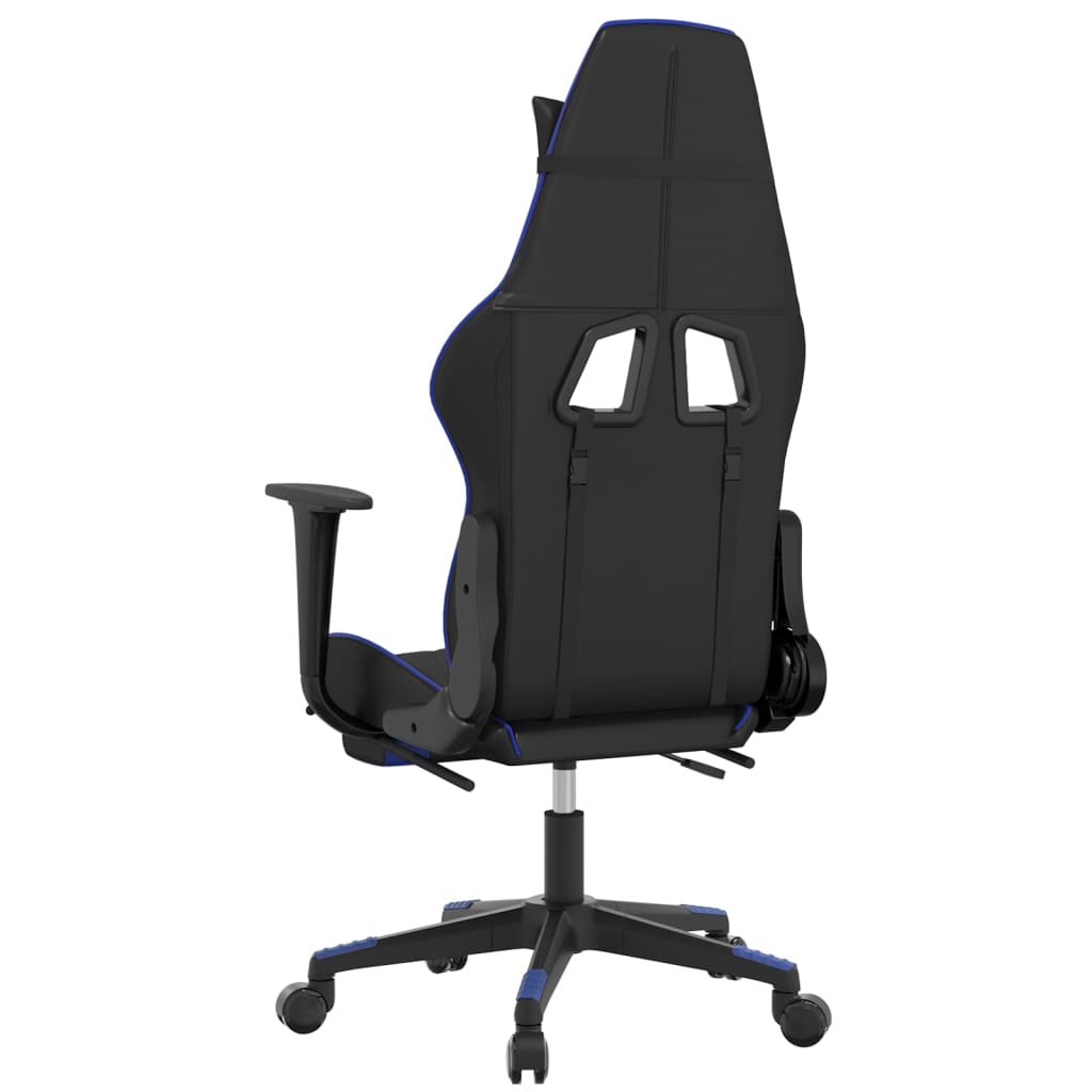 Gaming chair massage/footrest black/blue eco leather