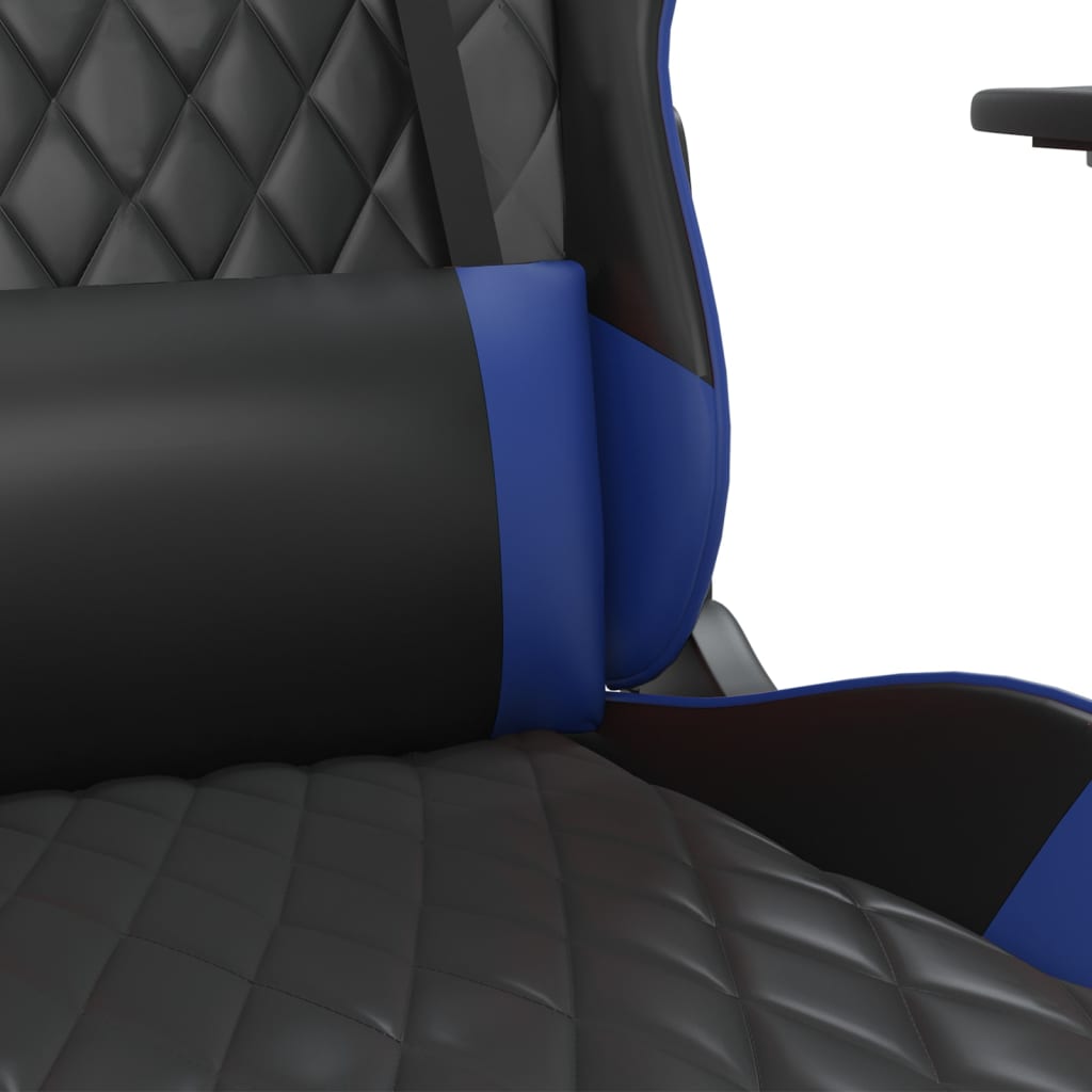 Gaming chair massage/footrest black/blue eco leather