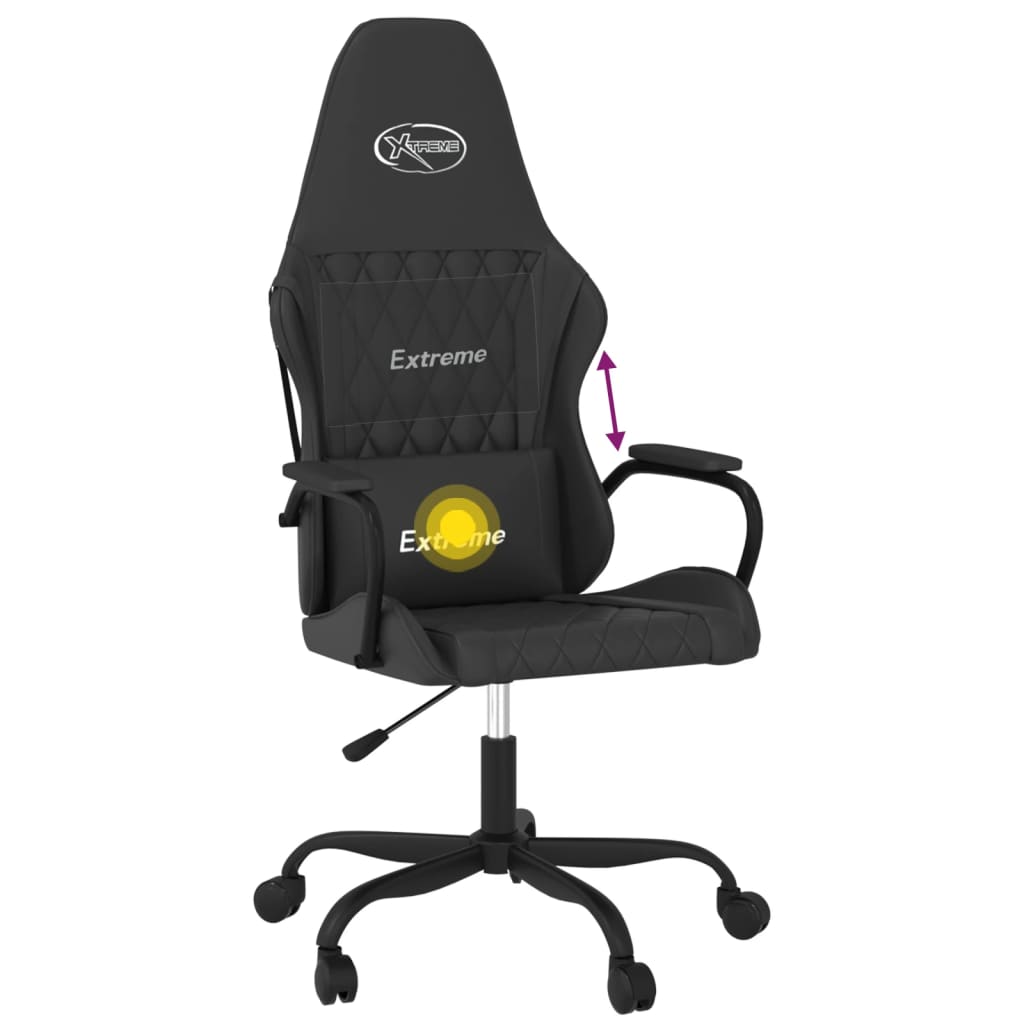 Massage gaming chair, black, eco-leather