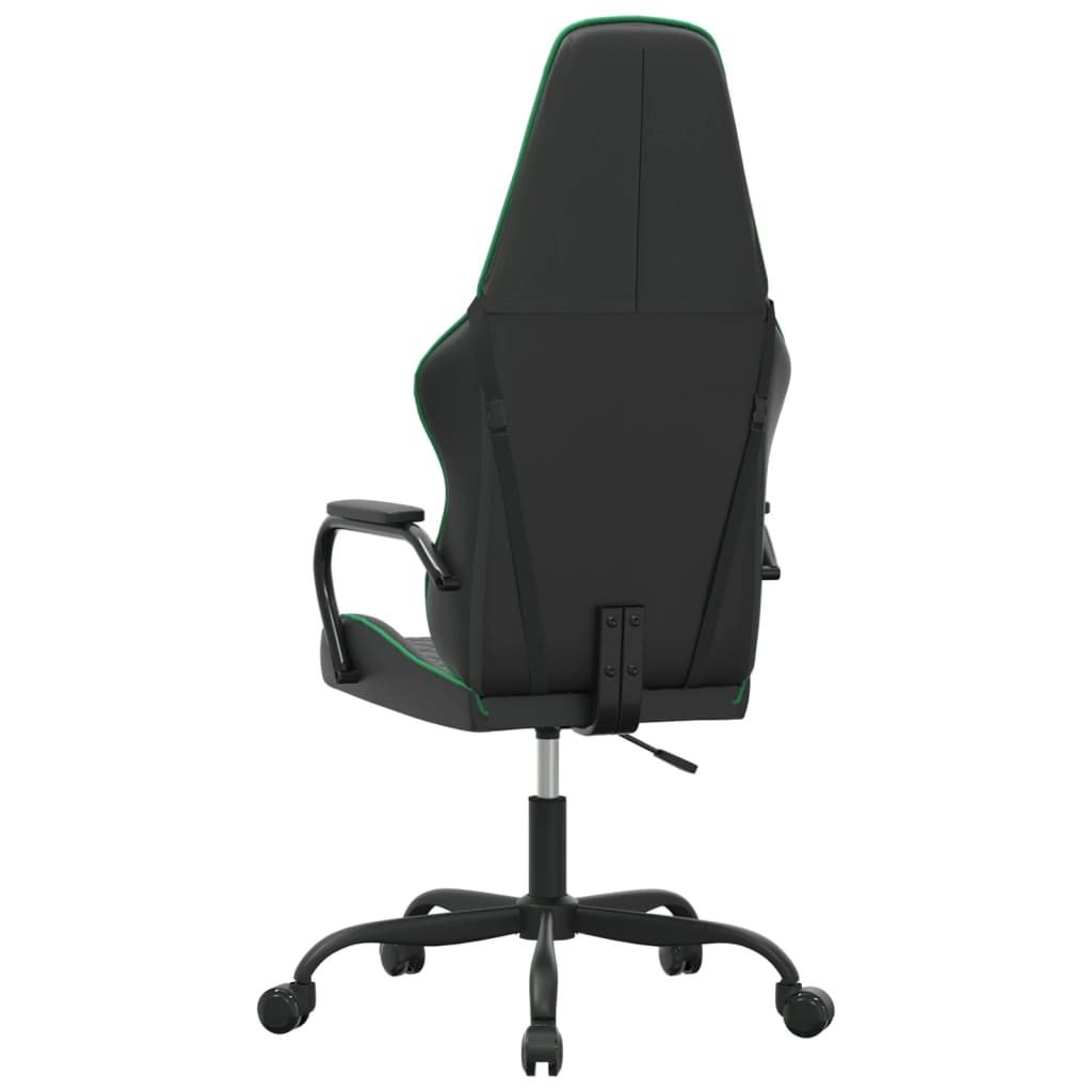 Massage gaming chair, green and black, eco-leather